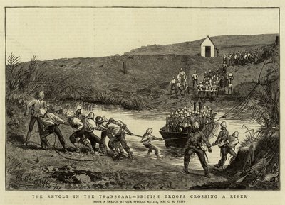 The Revolt in the Transvaal, British Troops Crossing a River by Charles Edwin Fripp